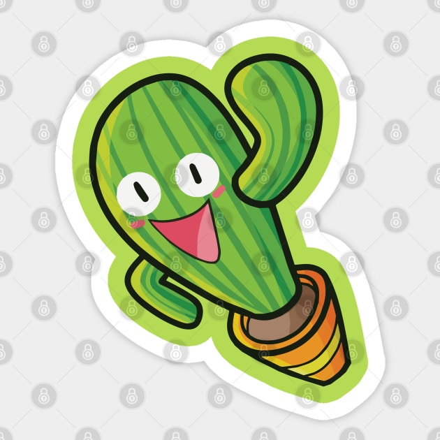 Funny cactus pot with happy face Sticker by Jocularity Art